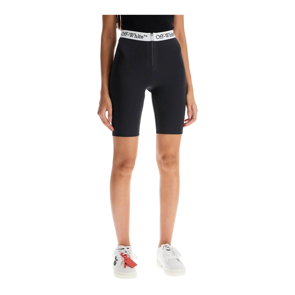 Off White Logo Band Lycra Sportshorts Black Dames