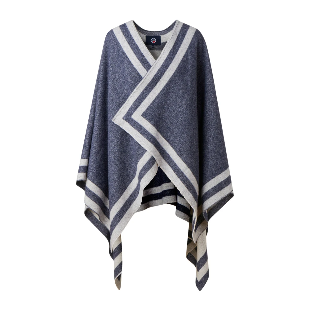 Fusalp Grafische Wol Poncho Blue Dames