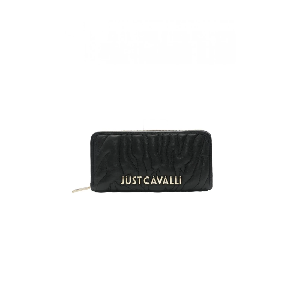Just Cavalli Zebra Patroon Portemonnee met Metalen Logo Black Dames