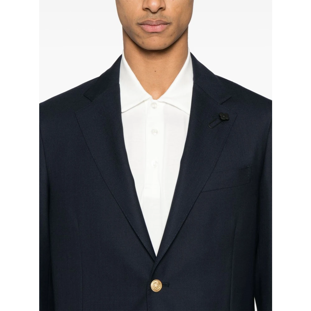 Lardini Blauwe Jas met Voorknoopsluiting Blue Heren