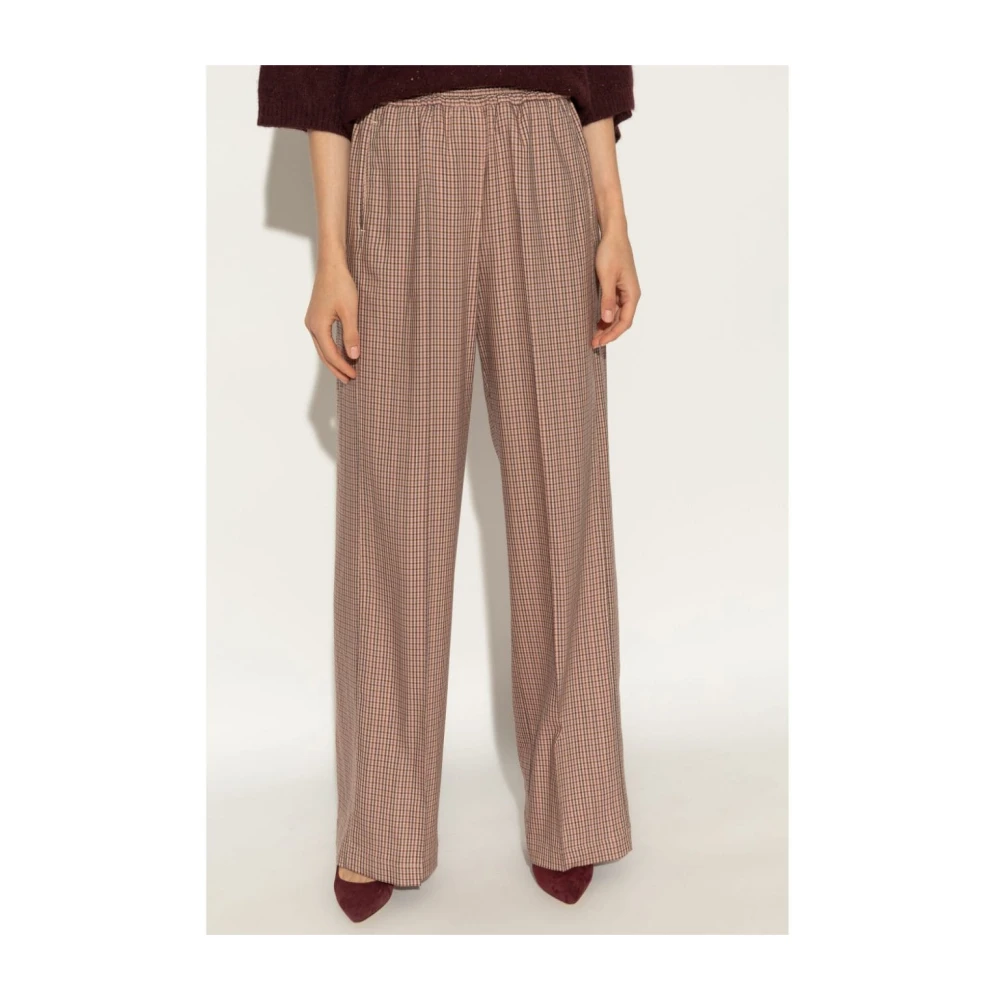 PS By Paul Smith Beige Check Wide Leg Trousers Beige Dames
