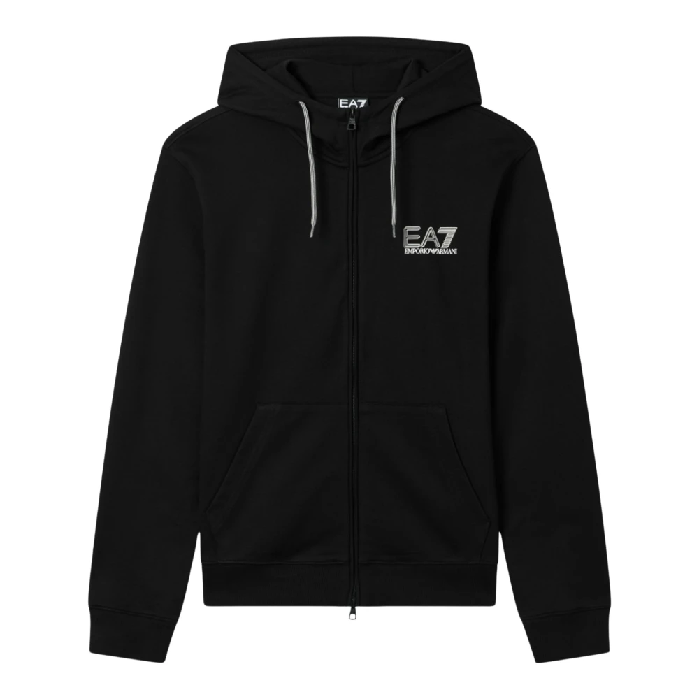Emporio Armani Ea7 Homme Noir Sweatshirts Et Sweats À Capuche, Taille: Xl Sweat-Shirt Zippé