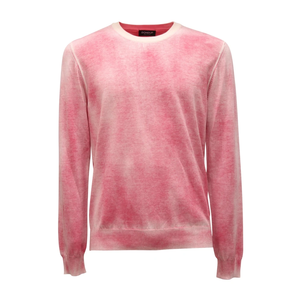 Dondup Men's Pink Cotton Delavè Jumper - Round-Neck Knitwear - M - Knitwear