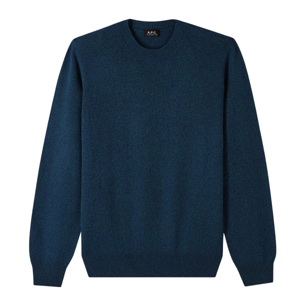 Blå Merino og Bomuld Rundhals Sweater