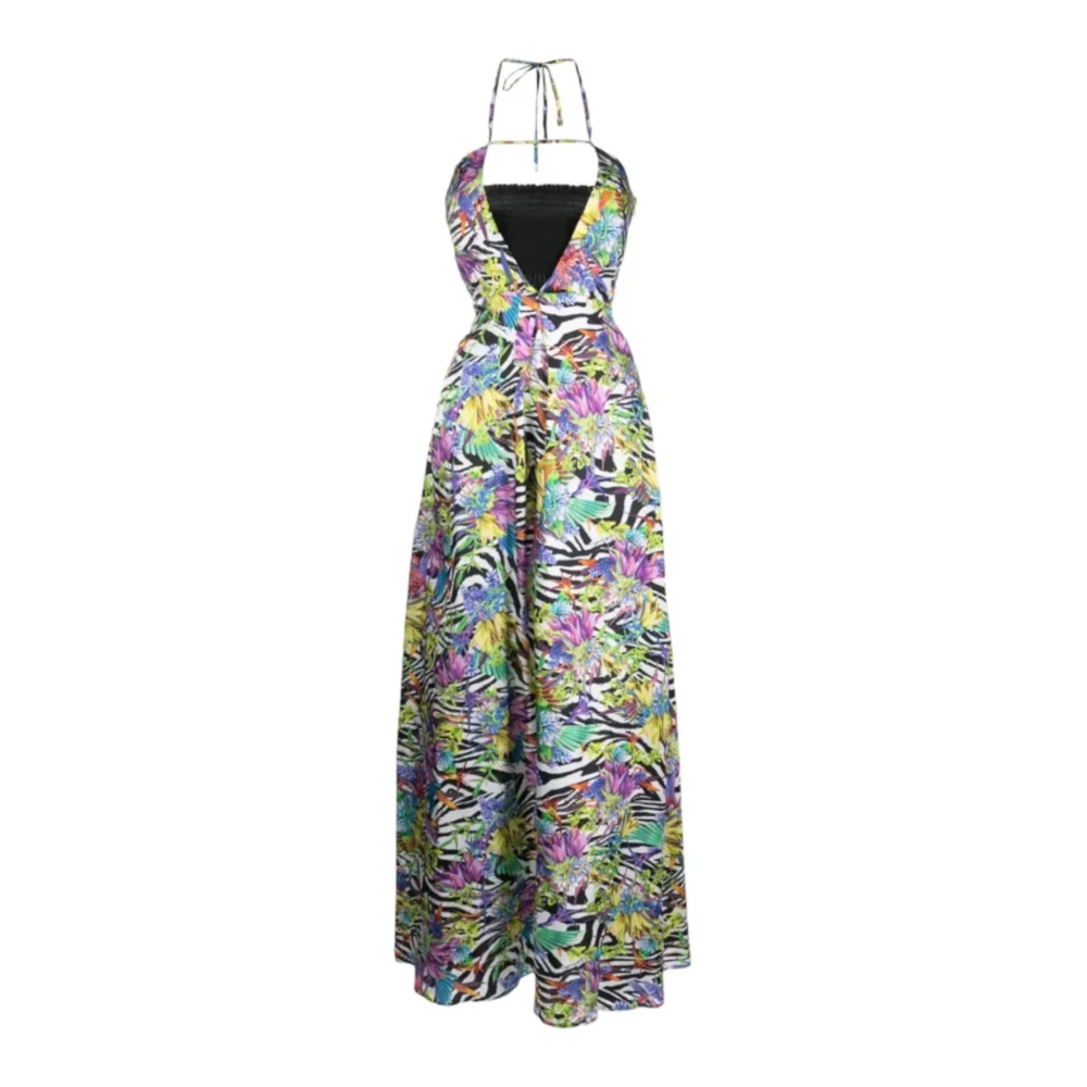 Just Cavalli Women's Multicolor Maxi Dresses, S, Multi-Coloured Short Sleeve Dress