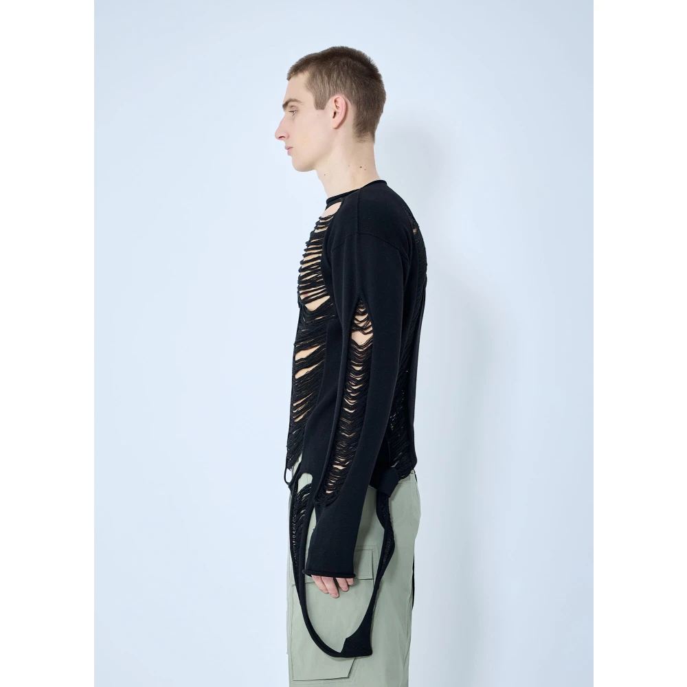 Rick Owens Gebreide Crewneck Sweater Black Heren