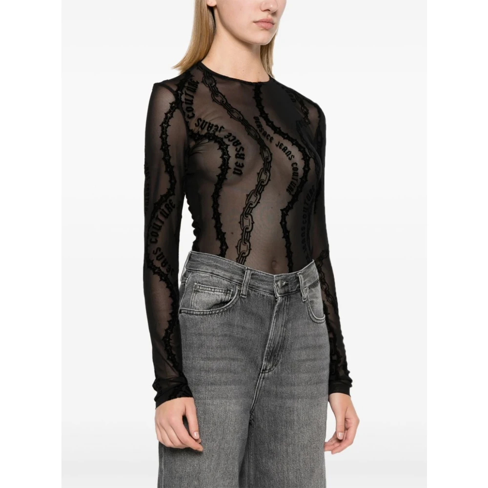 Versace Jeans Couture Zwarte Topwear voor Vrouwen Aw24 Black Dames