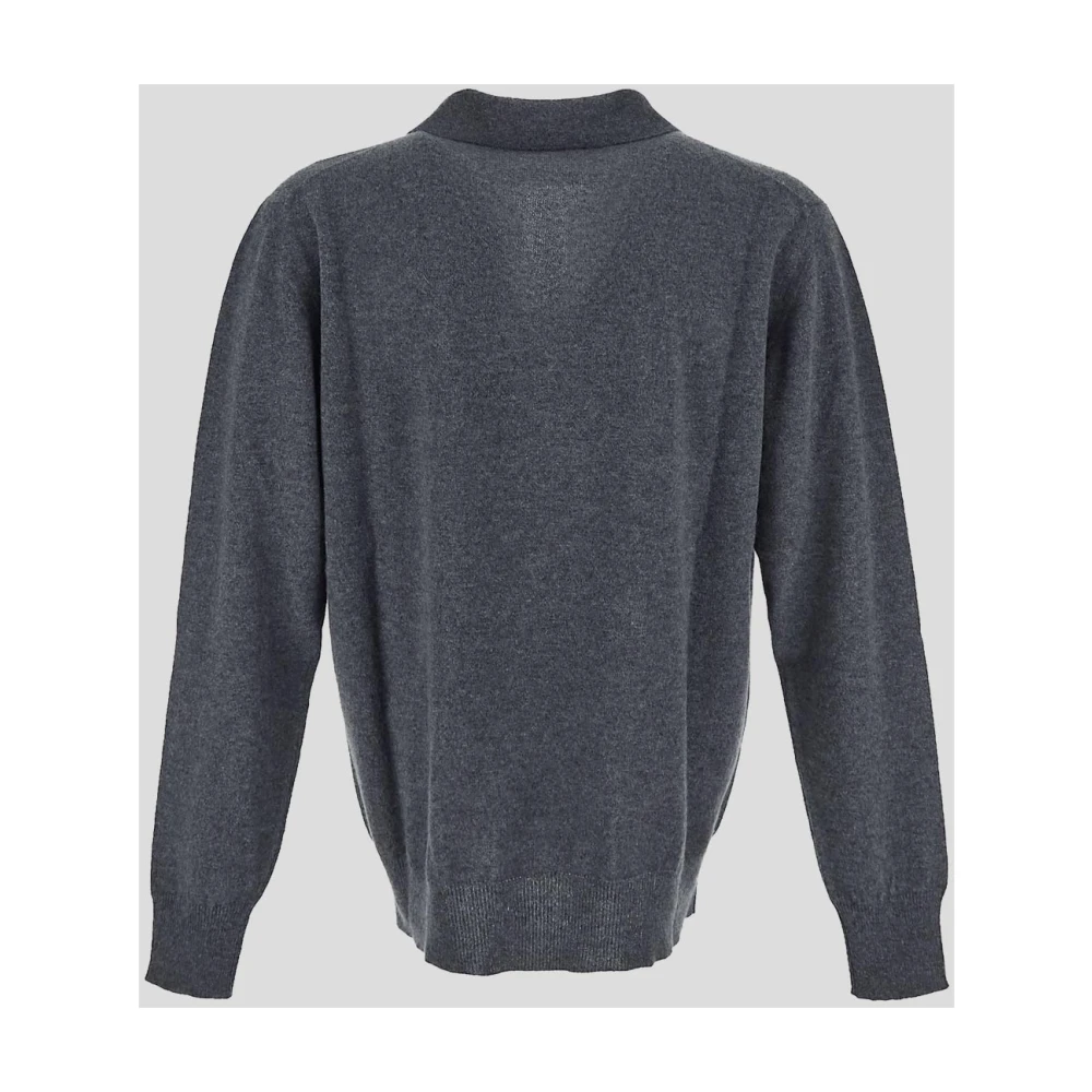 Seven Gauge Kasjmier Open Hals Gebreid Gray Heren