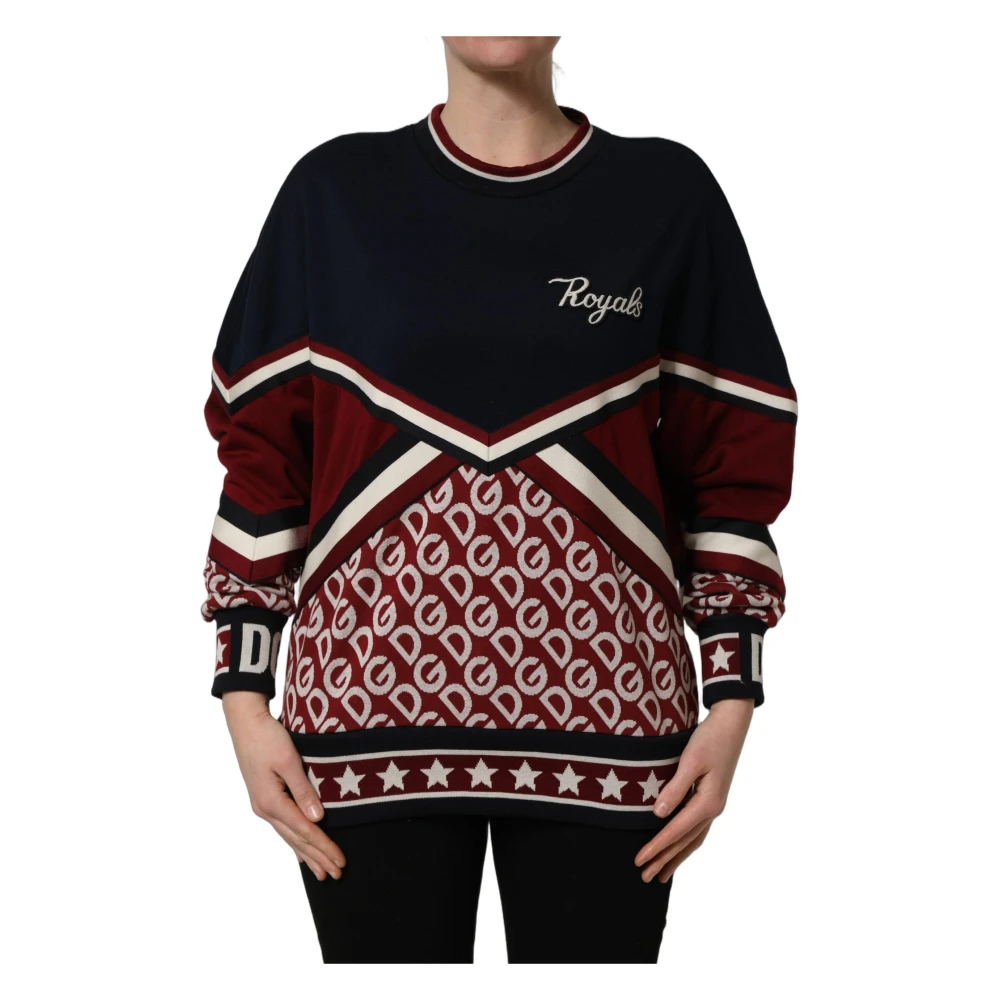 Dolce & Gabbana Women's Multicolor Sweatshirts, 2XS, Panelled 'Royals' Patch Sweatshirt
