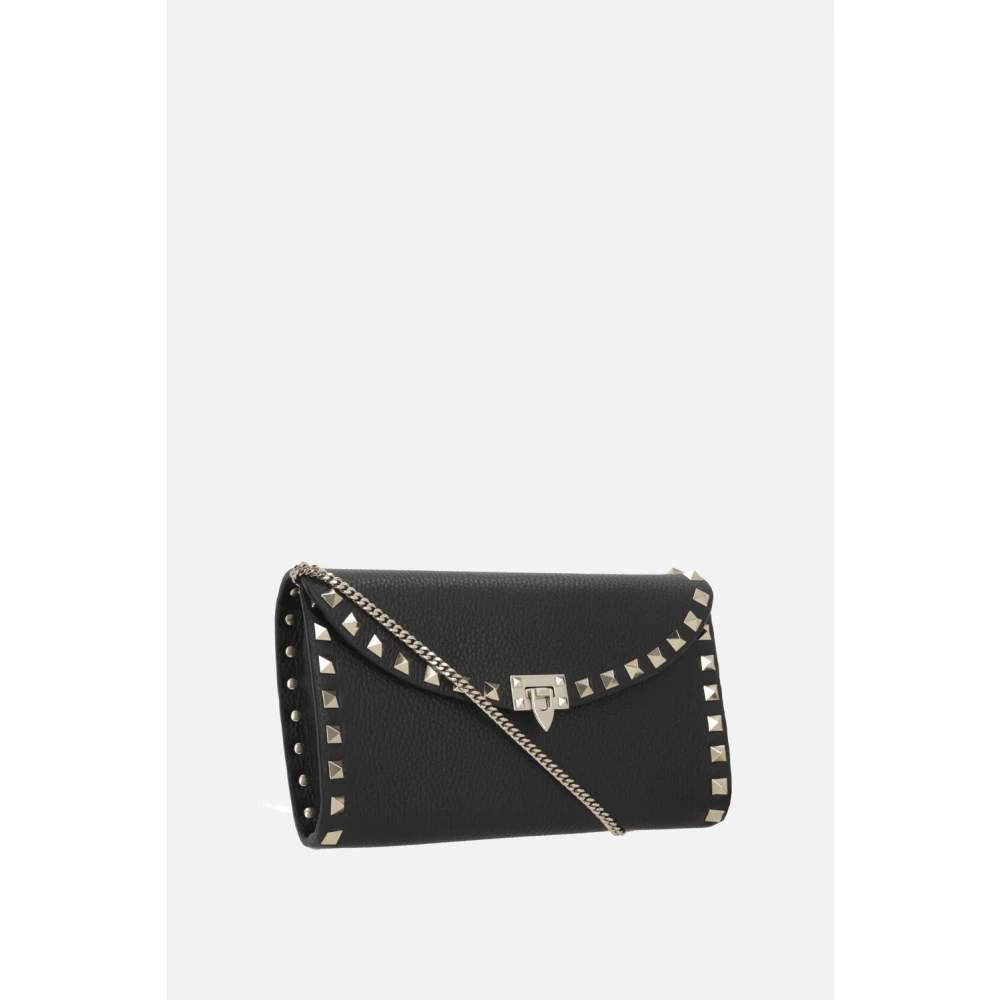 Valentino Garavani Zwarte Studs Ketting Portemonnee Tas Black Dames