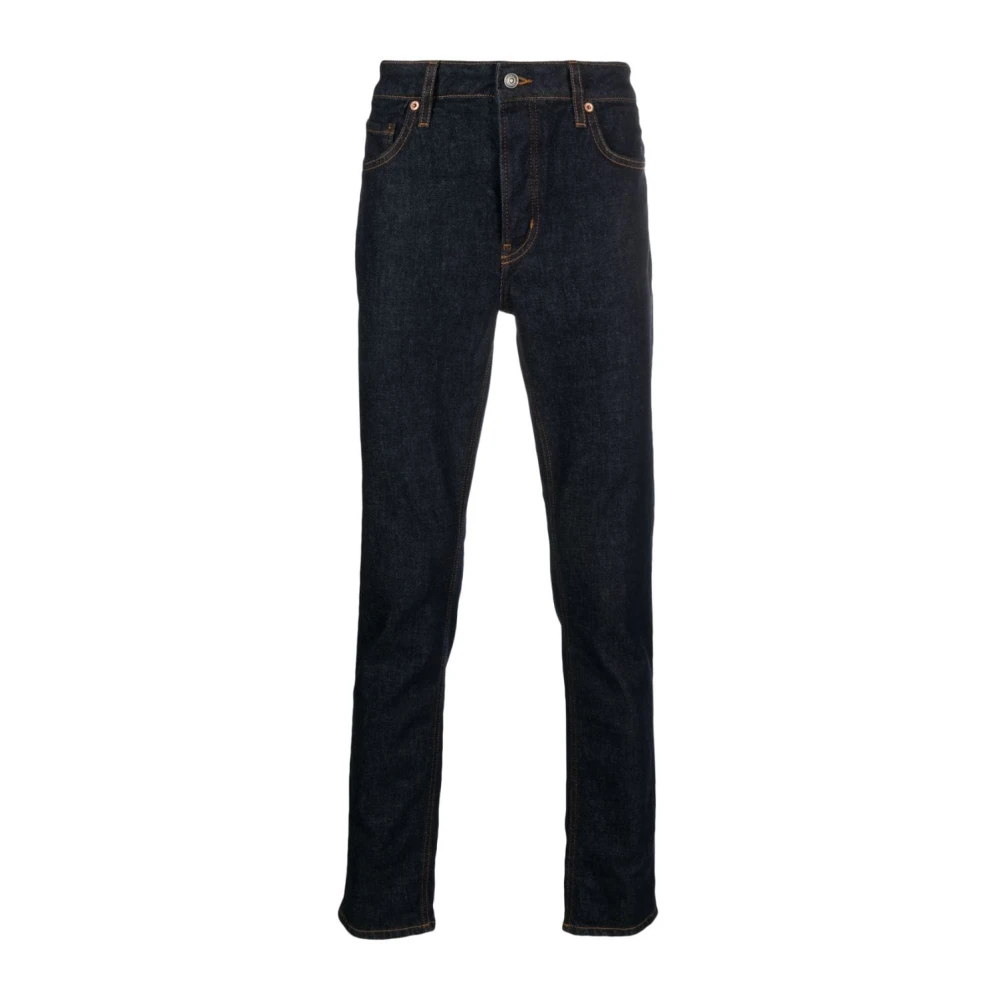 Haikure Contrast-Stitching Mid-Rise Jeans Blue Heren