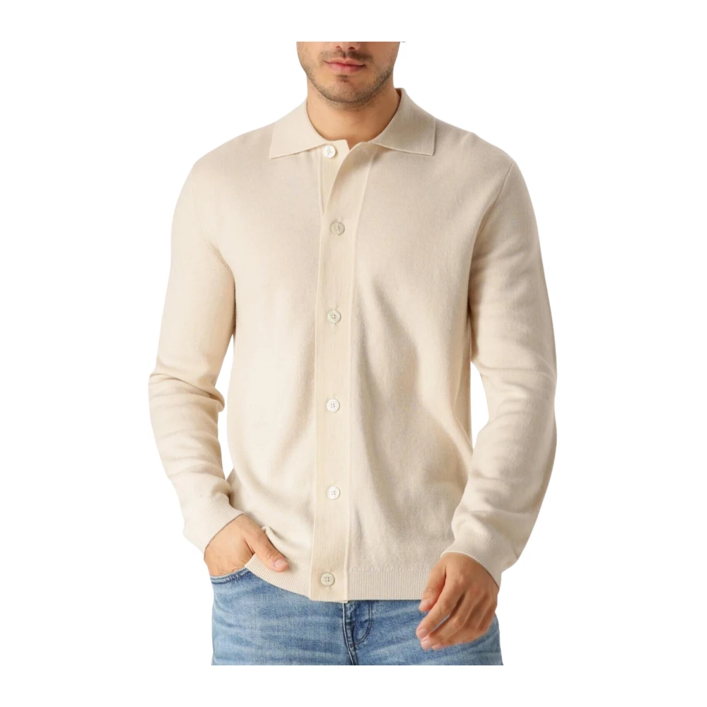 Selected Homme Merino Button Cardigan voor Mannen Beige Heren