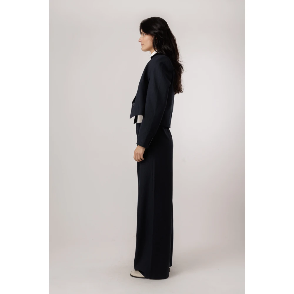 By-Bar Gestreepte Korte Blazer Donkerblauw Blue Dames