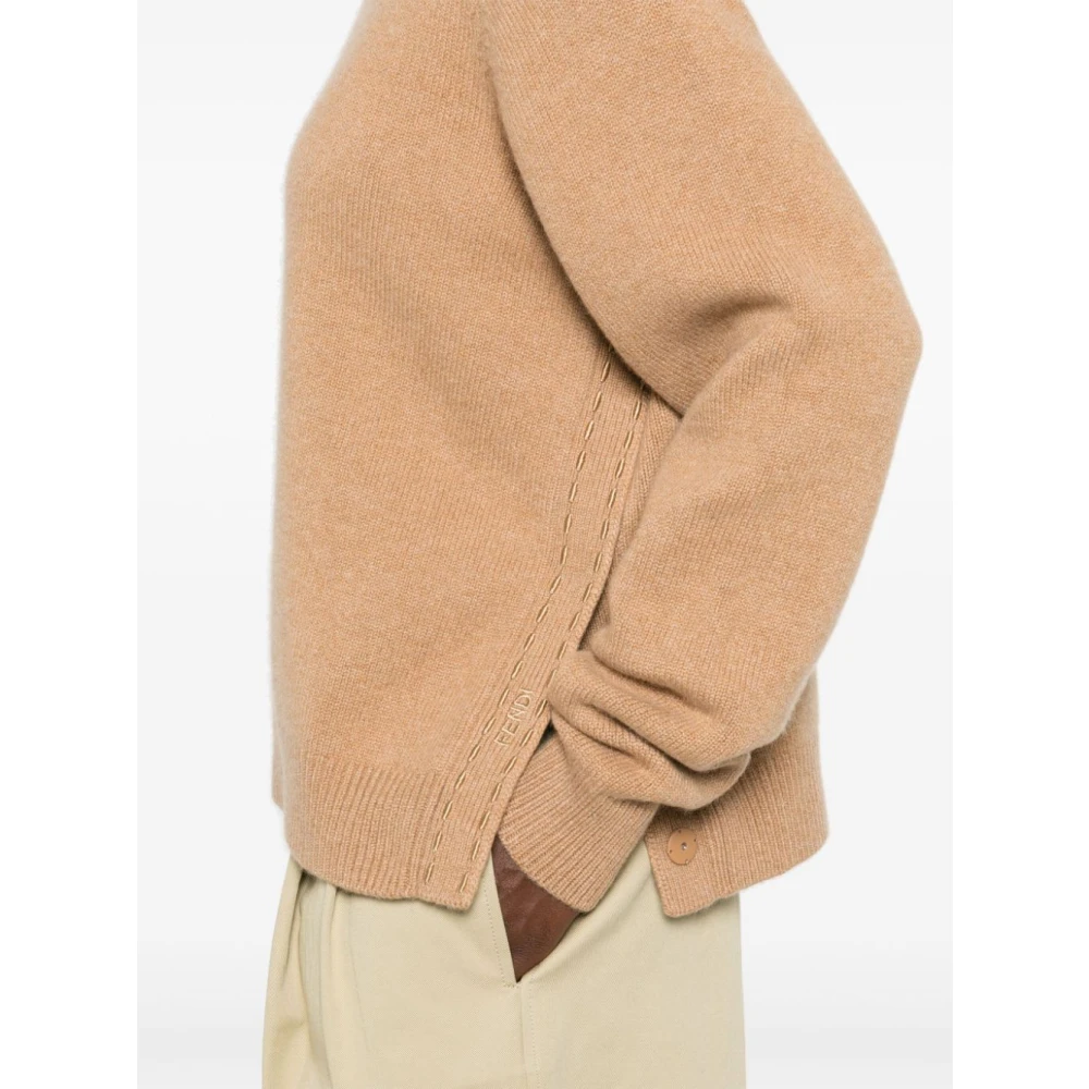 Fendi Kasjmier Hoge Hals Trui Bruin Beige Dames