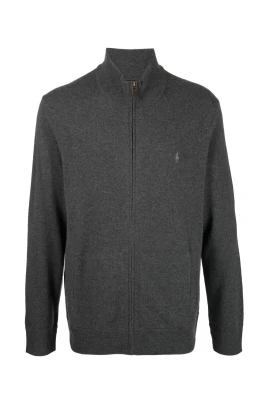 Grå Ull Full Zip Tröja