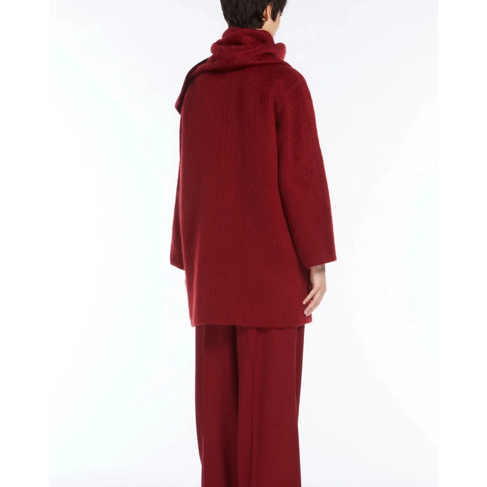 Max Mara Studio Rode Wol Alpaca Jas Red Dames