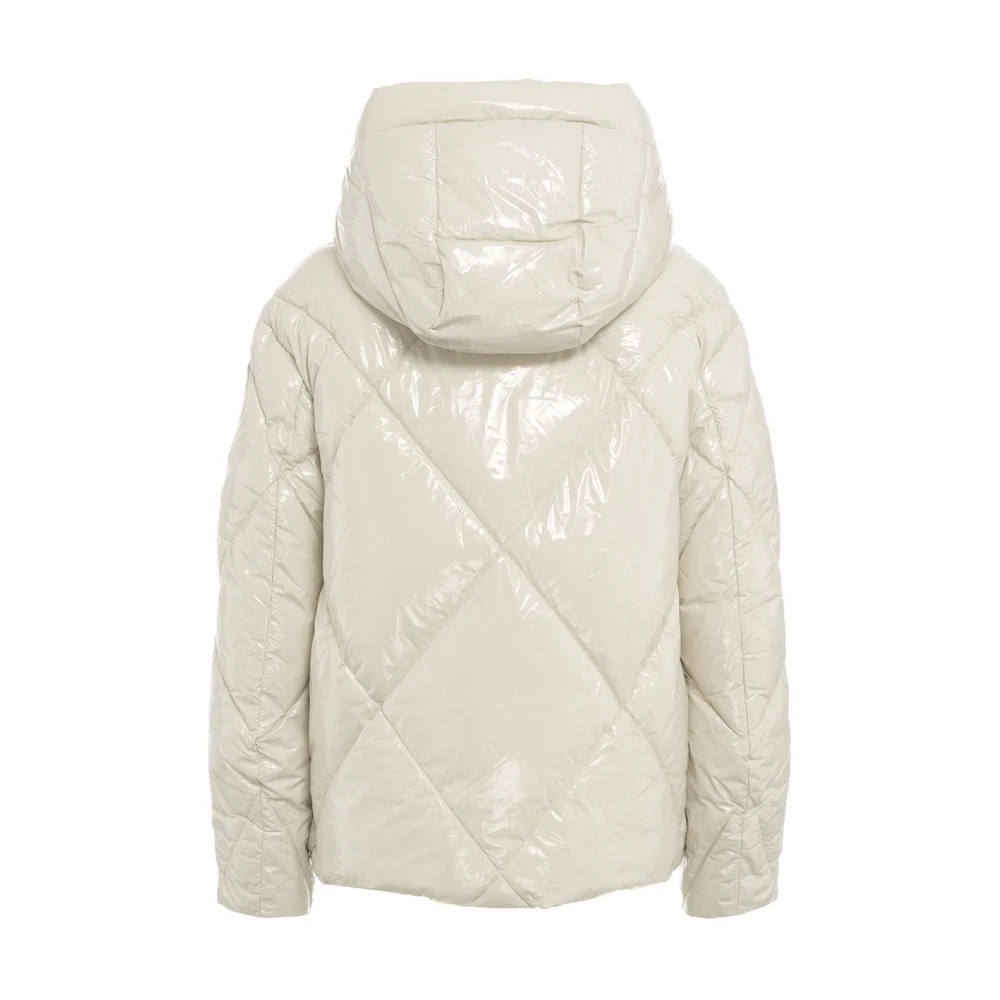 Blauer Gewatteerde donsjas met logodetails White Dames
