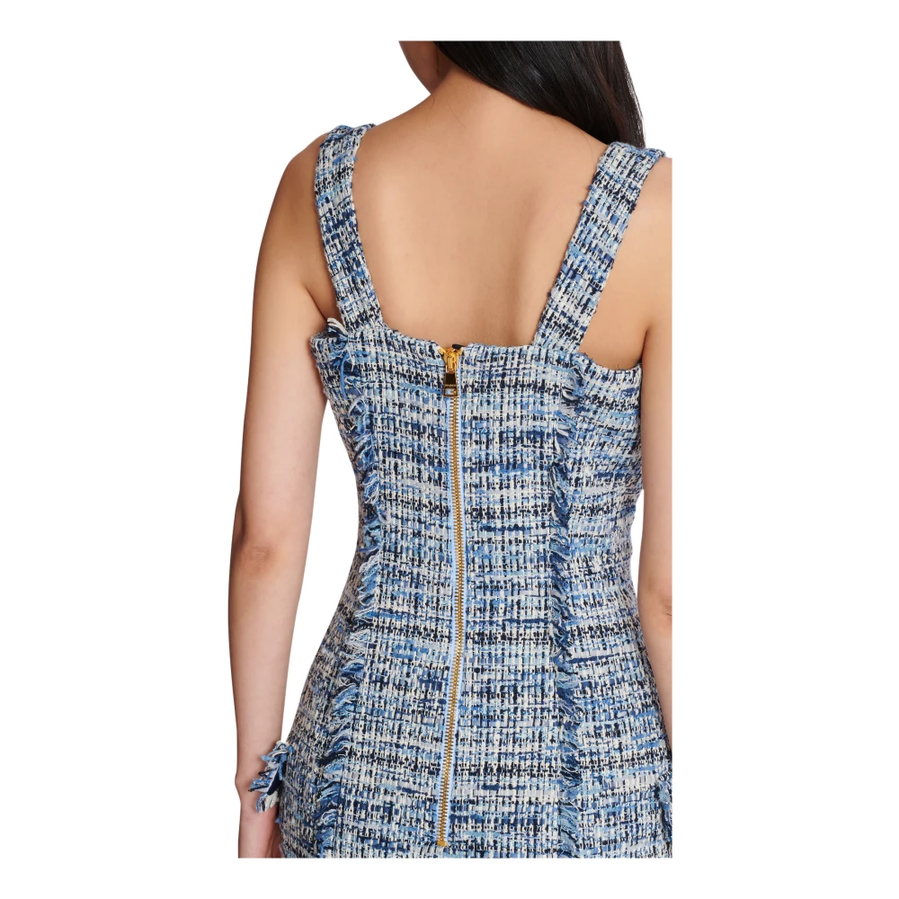 Balmain Korte tweedjurk met bandjes Blue Dames