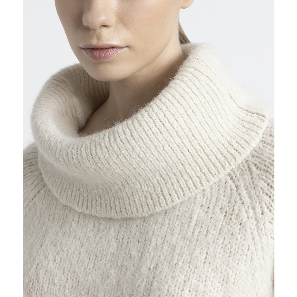 PESERICO Alpaca en mohair blote schouder trui Beige Dames
