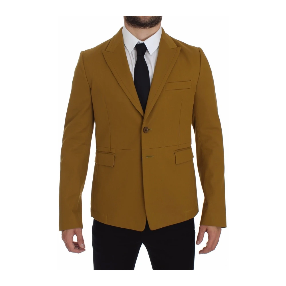 Dolce & Gabbana Gele Elegante Blazer Katoenmix Yellow Heren