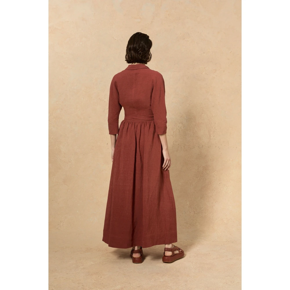 Cortana Rode Linnen Shirt Brown Dames