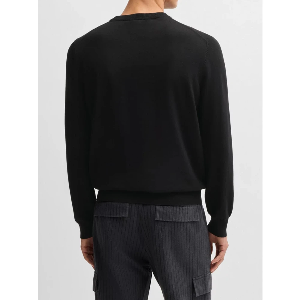 Hugo Boss Zwarte Gebreide Trui Black Heren