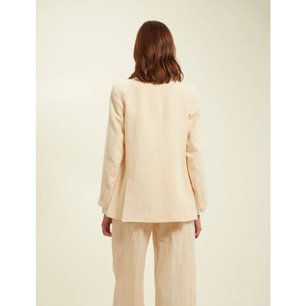 Ines De La Fressange Paris Ecru Linnen Bruna Jas Beige Dames