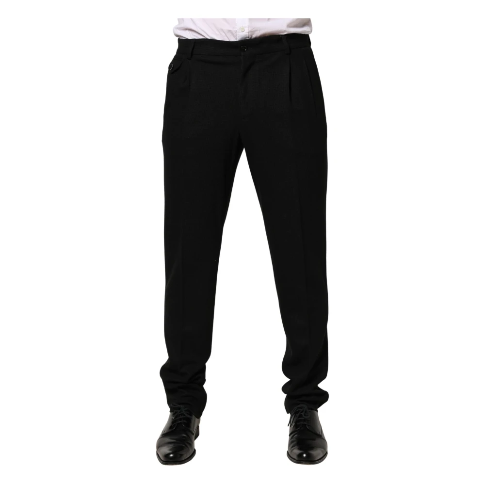 Dolce & Gabbana Men's Black Suit Trousers, M, Wool Skinny Dress Trouser