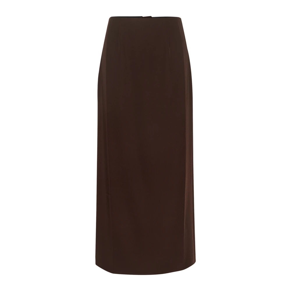 Gestuz Elegant Midi Kjol med Bakre Slits Brown, Dam