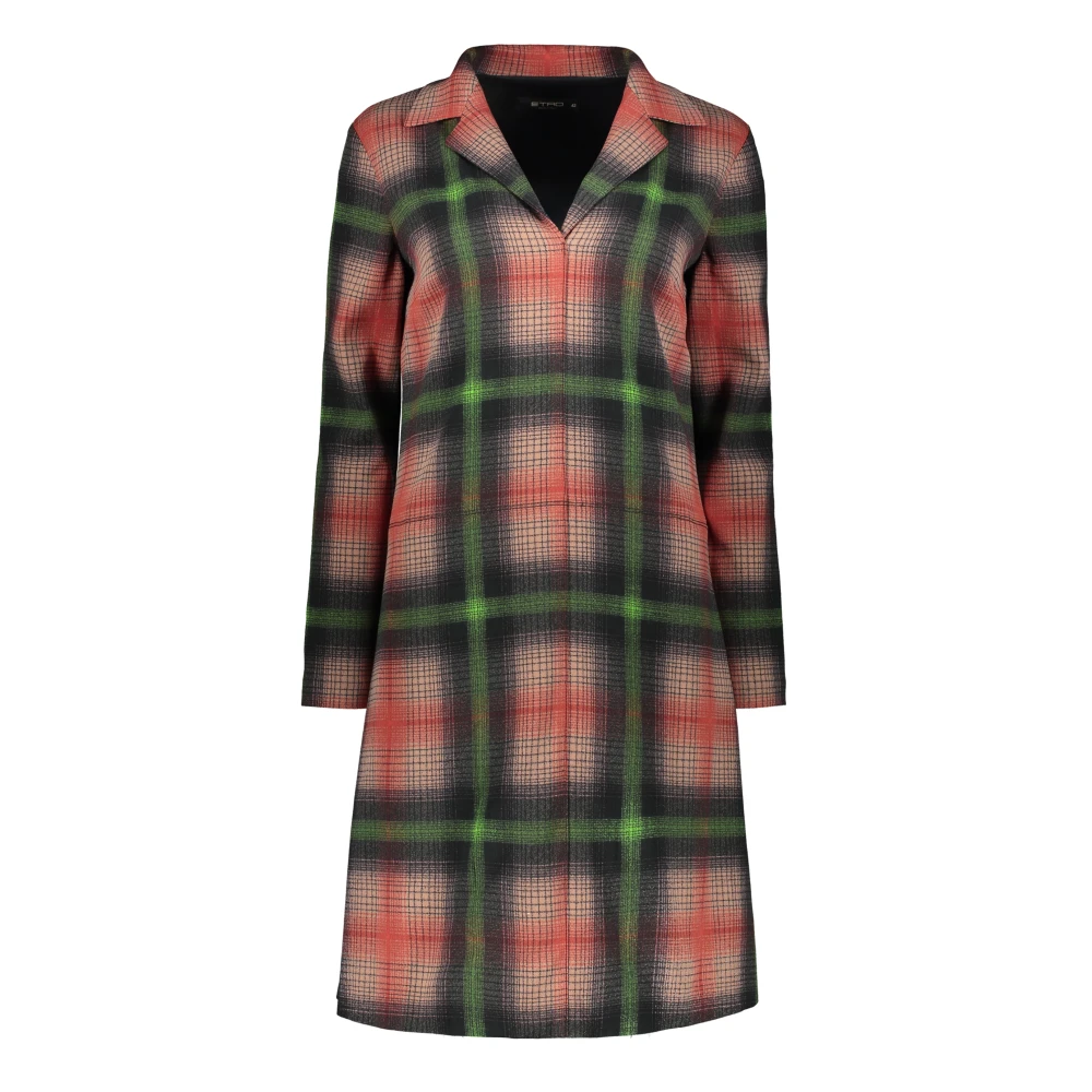 ETRO Wollen Jurk met Motief en Zakken Multicolor Dames