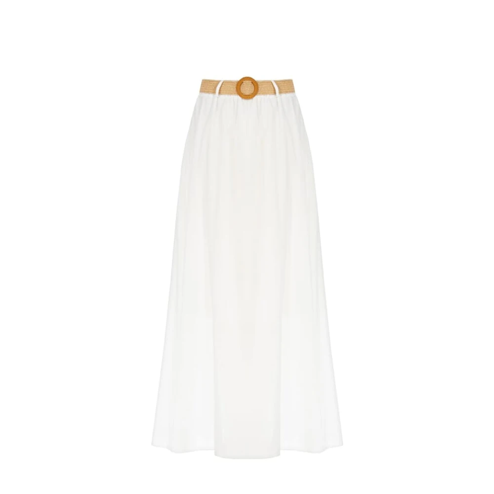 RINASCIMENTO Katoenen midi-rok met riem White Dames