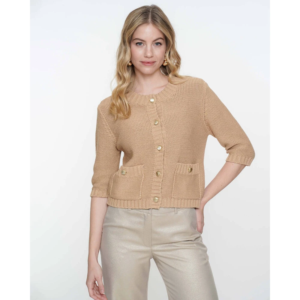 Geisha Geknoopte Cardigan Vest Brown Dames