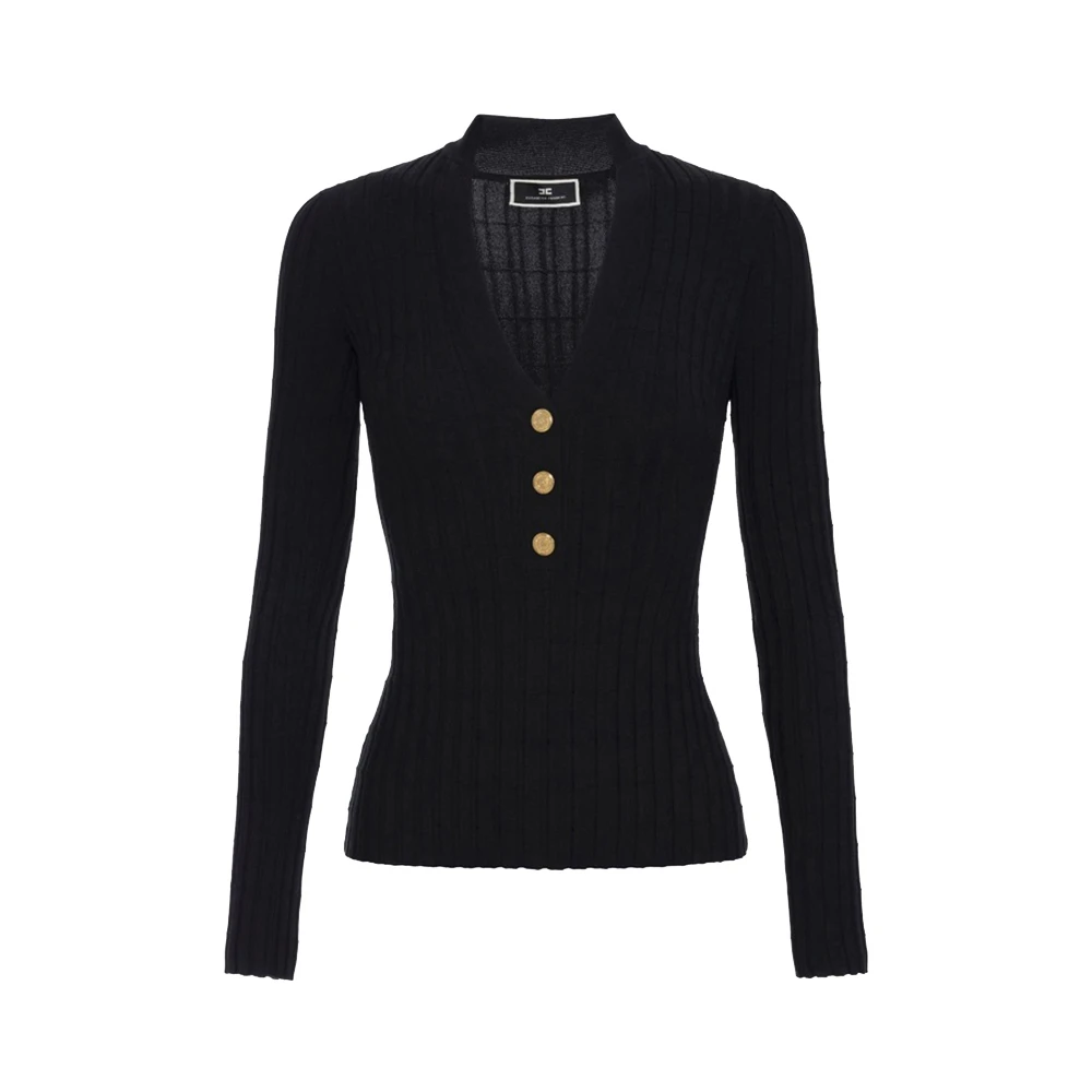 Elisabetta Franchi Zwarte Geborduurde Trui Black Dames
