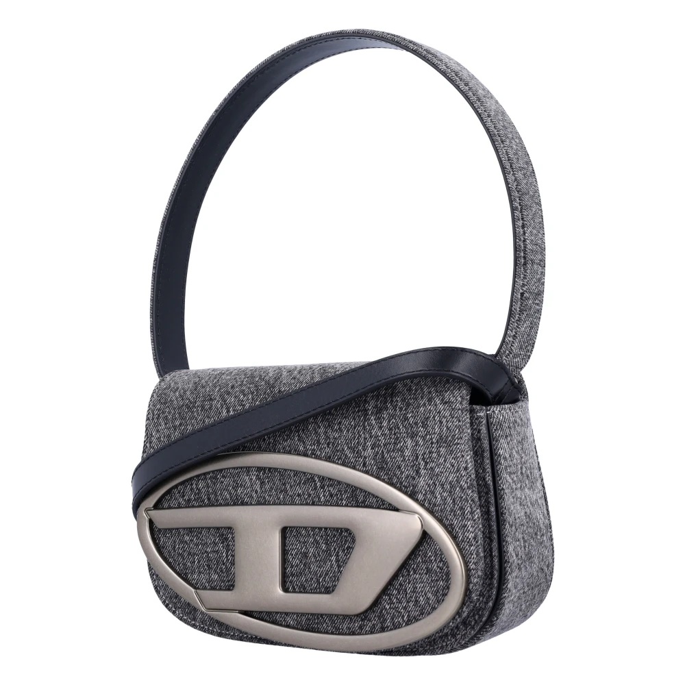 Diesel Stonewashed Denim Tas met D Plaque Gray Dames