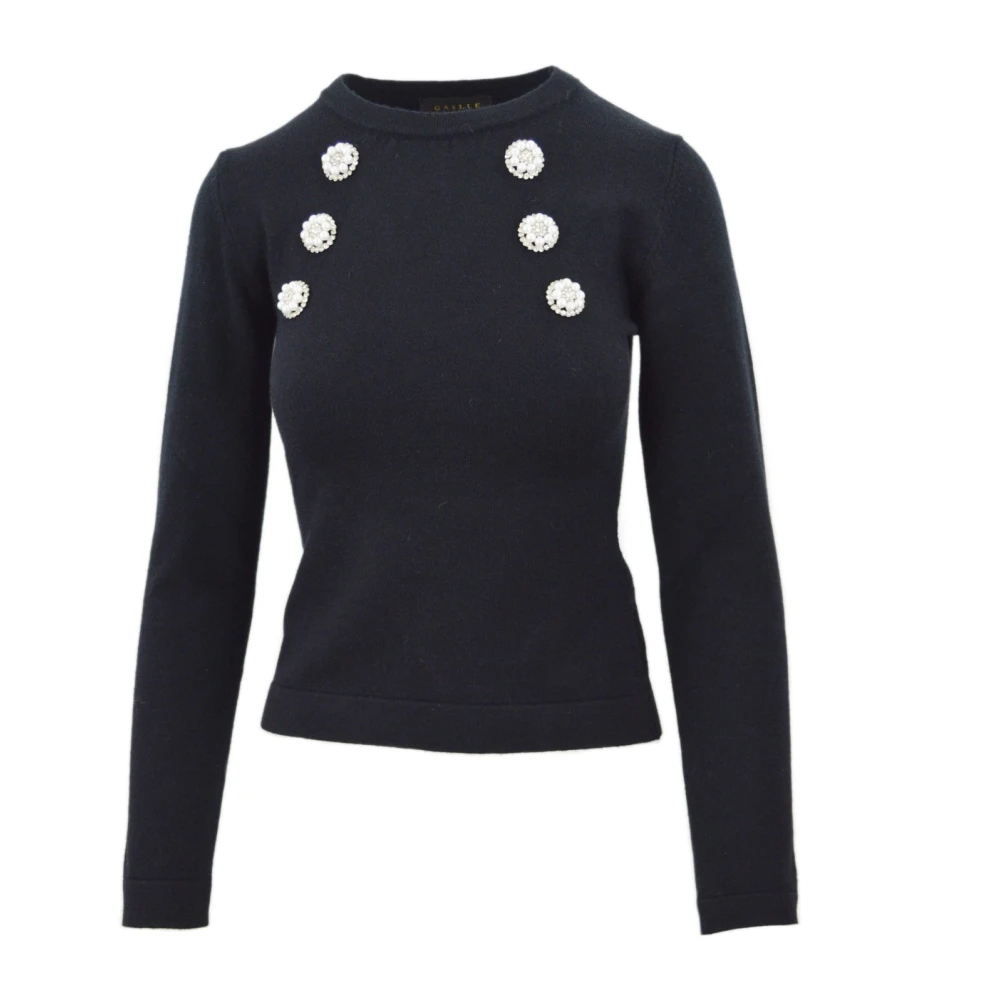 Gaëlle Paris Slim Gebreide Crewneck Trui Black Dames