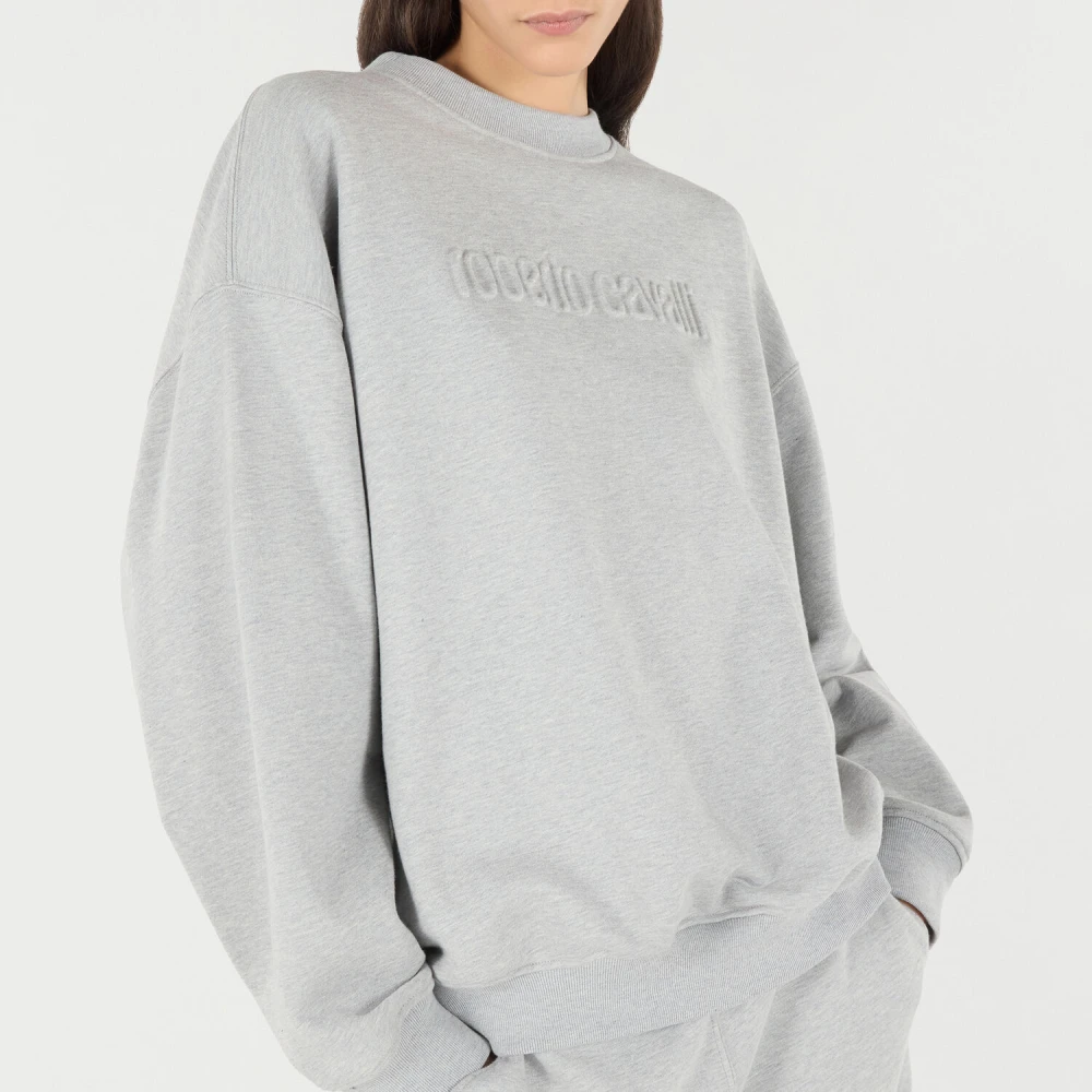 Roberto Cavalli Geborduurde Sweatshirt met Opstaande Kraag Gray Dames