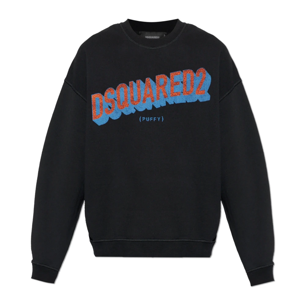 Dsquared2 Black Sweatshirt With Print - Male - Sweatshirts - L - Sweatshirts & Hoodies