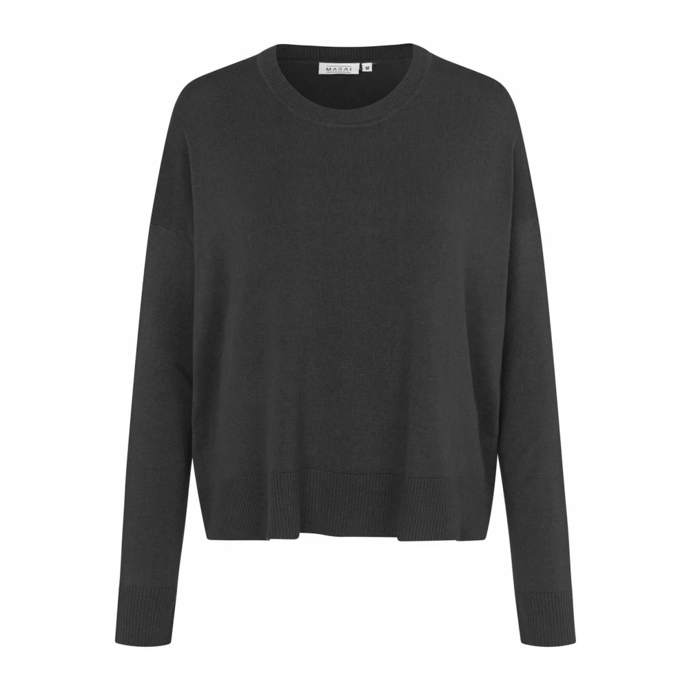 Masai Zwarte Gebreide Top met Lange Mouwen Black Dames