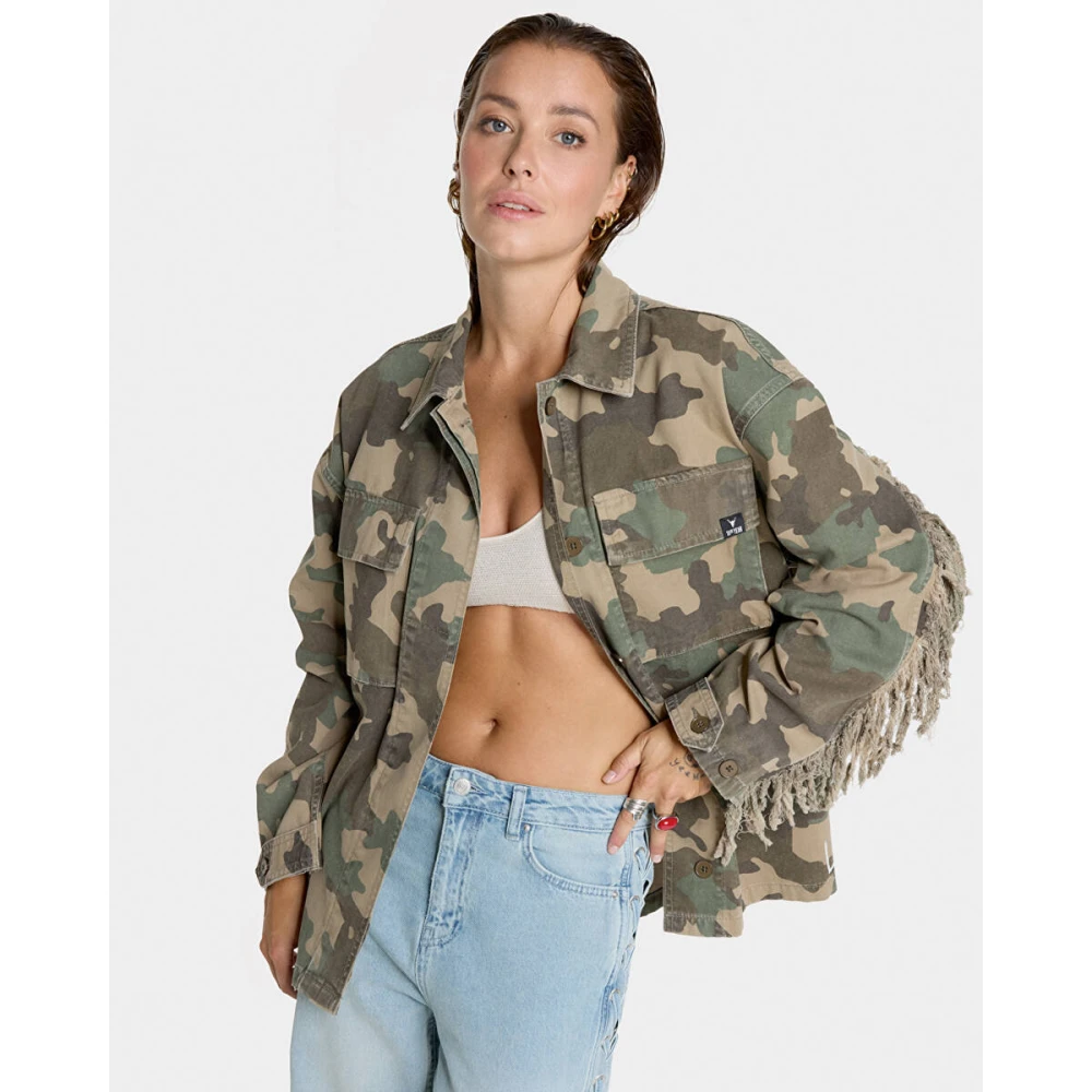 Alix The Label Geweven Army Jack Green Dames