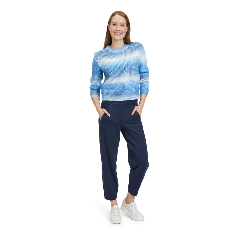 Betty & Co Casual Gebreide Trui met Ronde Hals Blue Dames