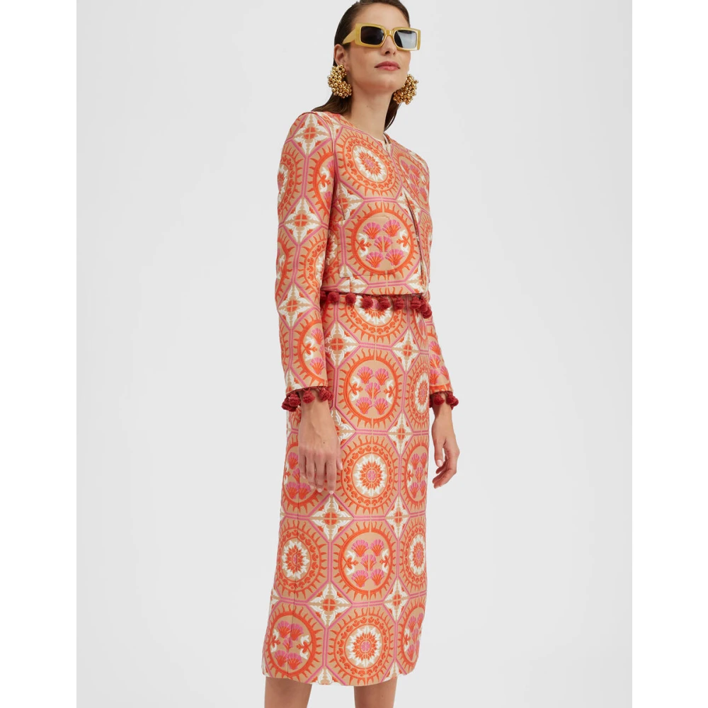 La DoubleJ Zon Jacquard Potlood Rok Orange Dames