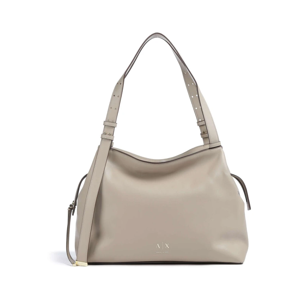 Armani Exchange Women's Beige Shoulder Bag In Technical Fabric - Shoulder Bags - One Size - Bags