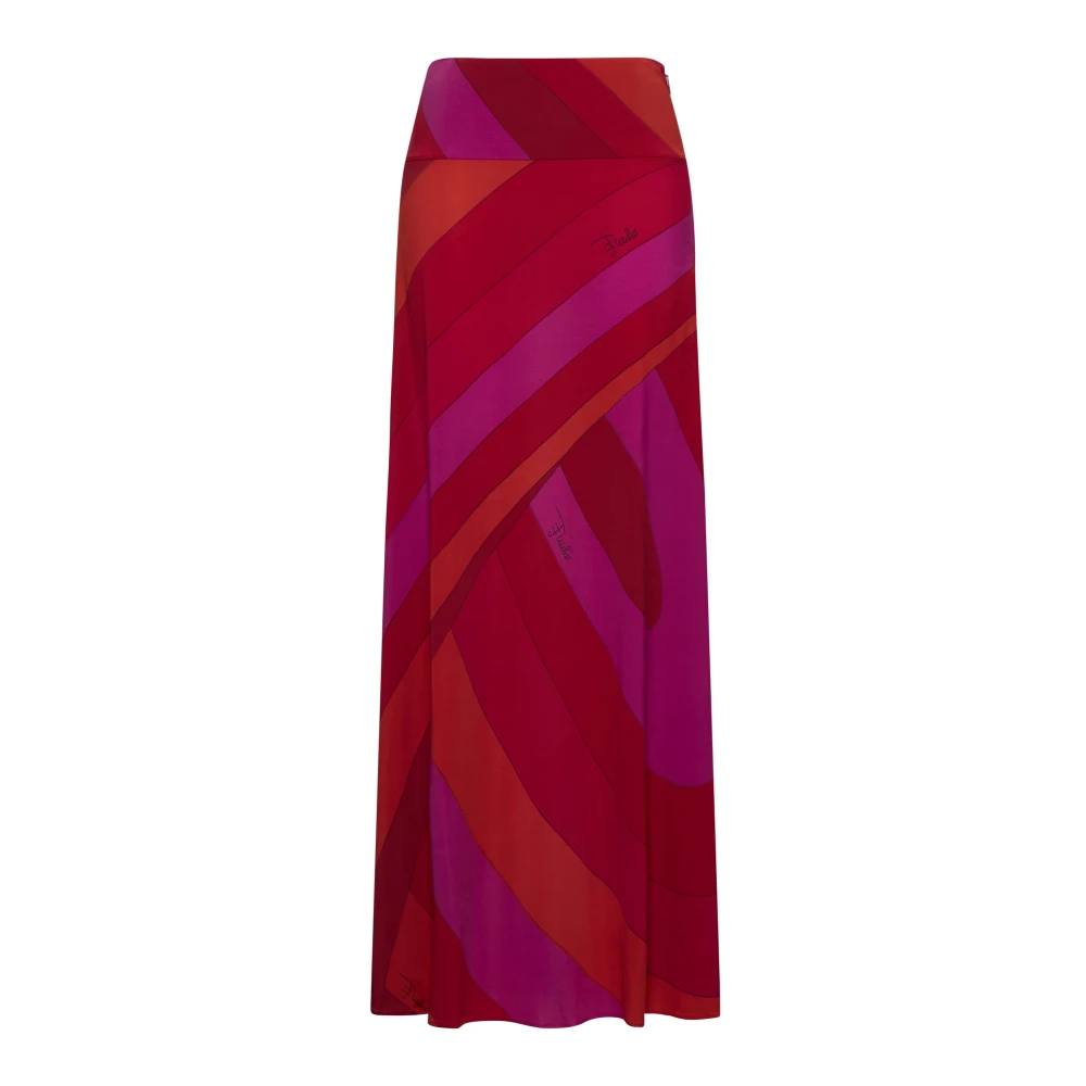 EMILIO PUCCI Abstract Print Lange Rok Red Dames
