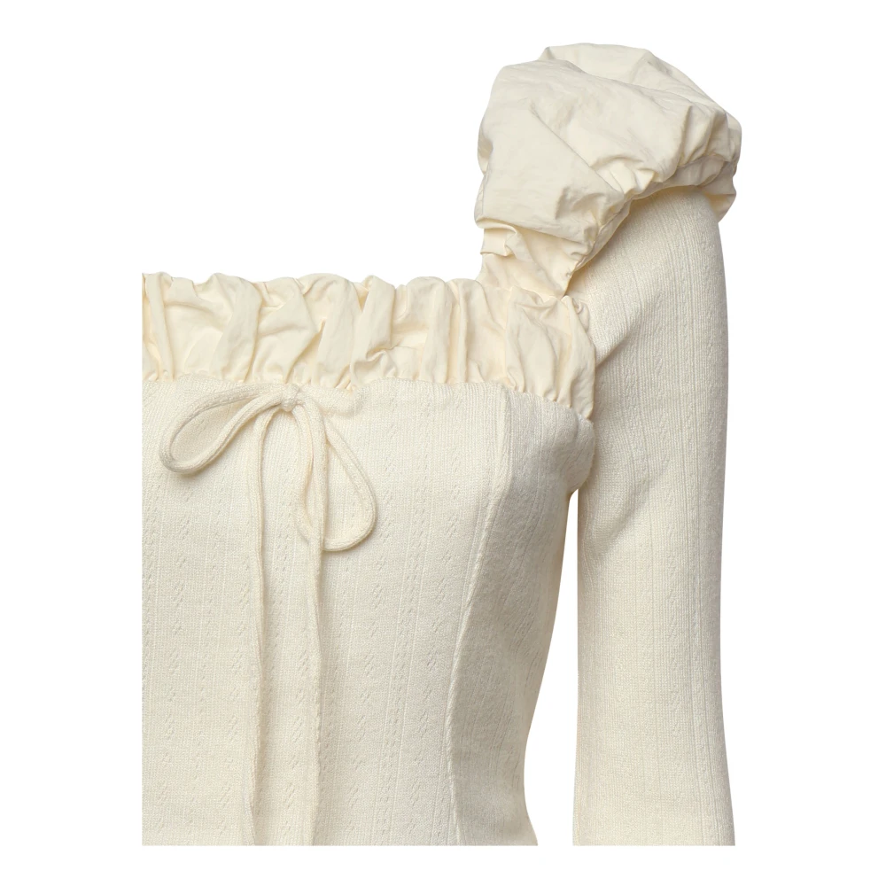 For Love & Lemons Aliyah Pointelle Longsleeve Top Roomwit White Dames