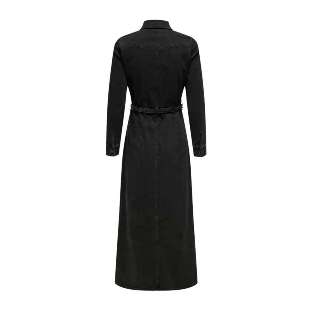 Only Elegante Katoenmix Herfstjurk Black Dames