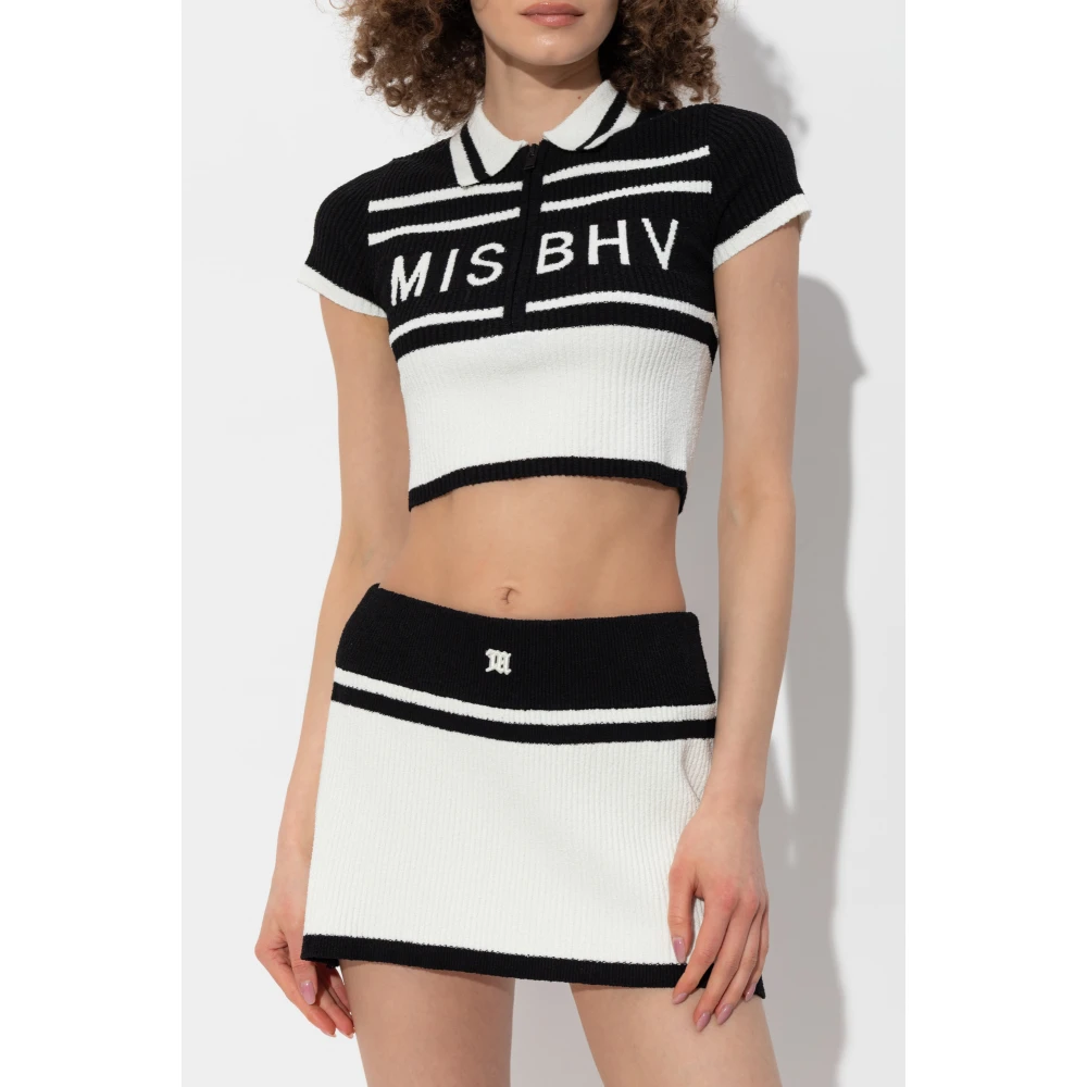 Misbhv Geknipte top met logo Black Dames