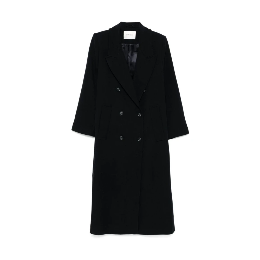 IVY OAK Navy Blue Wollen Jas Blue Dames