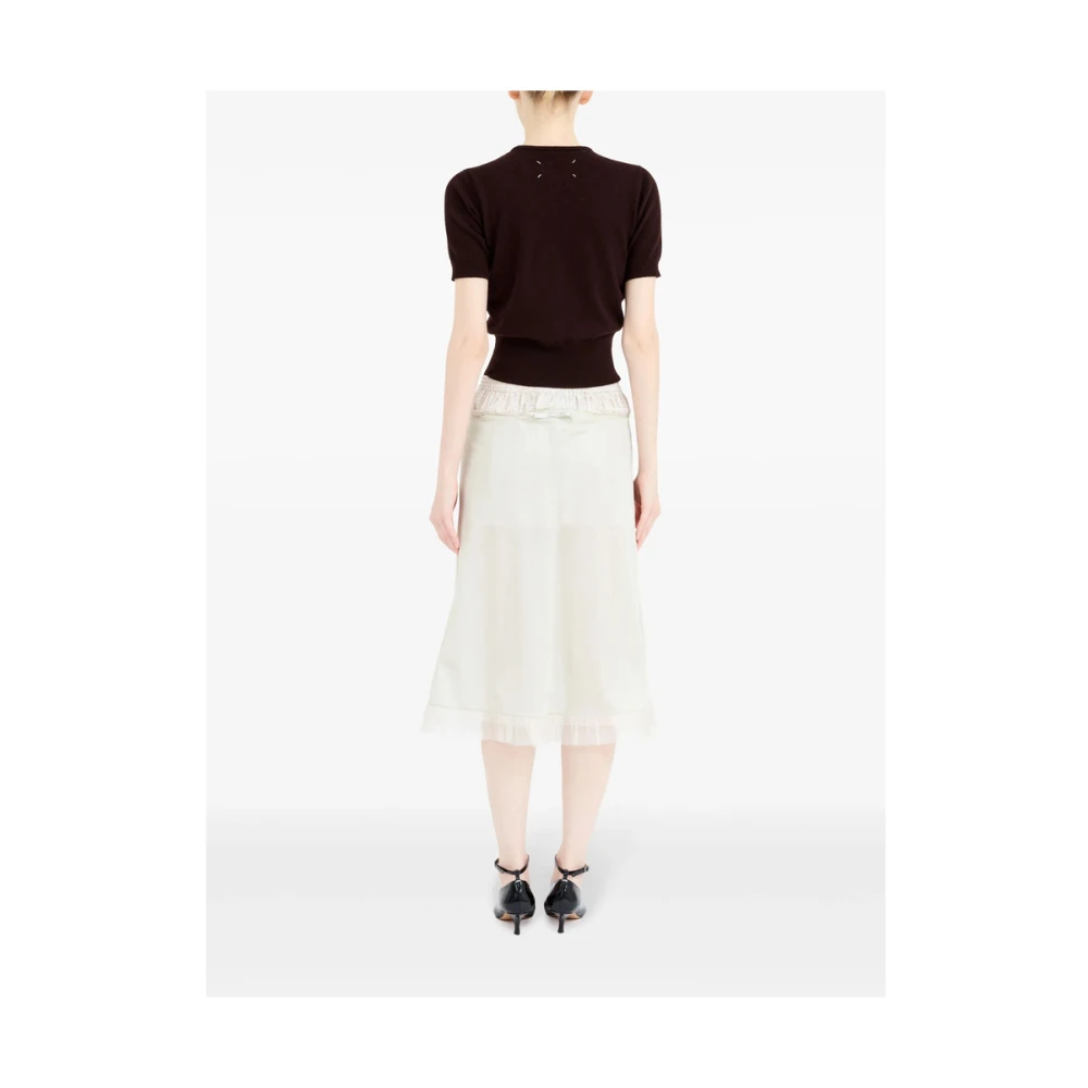 Maison Margiela Geruite Patroon Ruche Zoom Rok White Dames