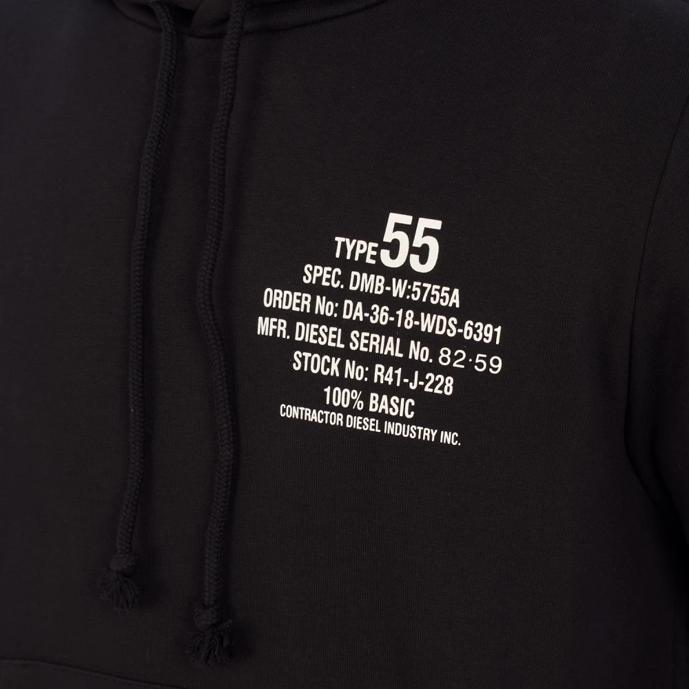 Diesel Moderne hoodie met tekstontwerp Black Heren