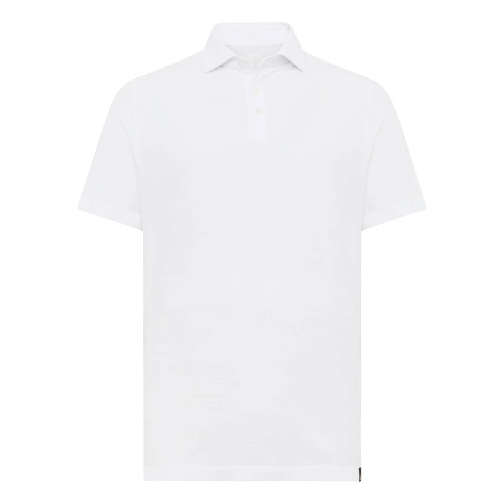Boggi Milano Katoen Crepe Jersey Polo Shirt White Heren